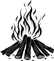 AI generated Silhouette bonfire simple style black color only vector