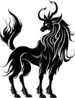 AI generated Silhouette Kirin the Mythical Creature black color only vector