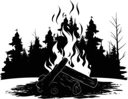 AI generated Silhouette bonfire simple style black color only vector