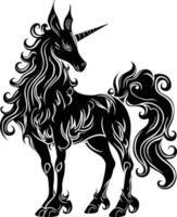 ai generado silueta Kirin el mítico criatura negro color solamente vector