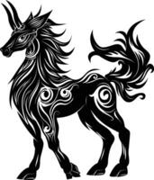 AI generated Silhouette Kirin the Mythical Creature black color only vector