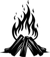 AI generated Silhouette bonfire simple style black color only vector