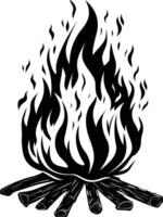 AI generated Silhouette bonfire simple style black color only vector