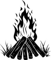 AI generated Silhouette bonfire simple style black color only vector