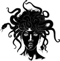 AI generated Silhouette Medusa the Mythical Creature With Hair of Snake vector