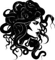 AI generated Silhouette Medusa the Mythical Creature With Hair of Snake vector