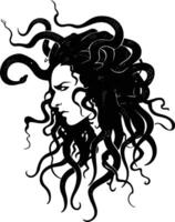 AI generated Silhouette Medusa the Mythical Creature With Hair of Snake vector