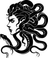 AI generated Silhouette Medusa the Mythical Creature With Hair of Snake vector