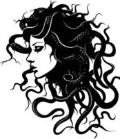 AI generated Silhouette Medusa the Mythical Creature With Hair of Snake vector