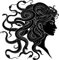 AI generated Silhouette Medusa the Mythical Creature With Hair of Snake vector