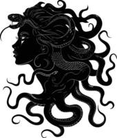 AI generated Silhouette Medusa the Mythical Creature With Hair of Snake vector