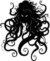 AI generated Silhouette Medusa the Mythical Creature With Hair of Snake vector