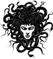 AI generated Silhouette Medusa the Mythical Creature With Hair of Snake vector