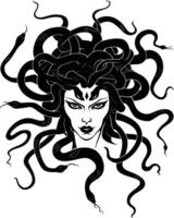 AI generated Silhouette Medusa the Mythical Creature With Hair of Snake vector