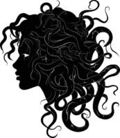 AI generated Silhouette Medusa the Mythical Creature With Hair of Snake vector