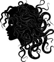 AI generated Silhouette Medusa the Mythical Creature With Hair of Snake vector