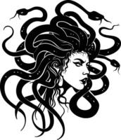 ai generado silueta medusa el mítico criatura con pelo de serpiente vector