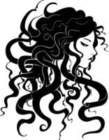 AI generated Silhouette Medusa the Mythical Creature With Hair of Snake vector