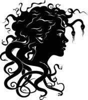 AI generated Silhouette Medusa the Mythical Creature With Hair of Snake vector