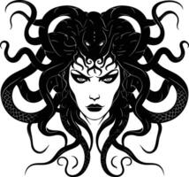 AI generated Silhouette Medusa the Mythical Creature With Hair of Snake vector