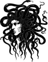 ai generado silueta medusa el mítico criatura con pelo de serpiente vector