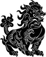 ai generado silueta komainu el japonés mítico criatura negro color solamente vector