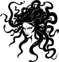 AI generated Silhouette Medusa the Mythical Creature With Hair of Snake vector