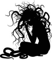 AI generated Silhouette Medusa the Mythical Creature With Hair of Snake vector