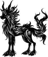 AI generated Silhouette Kirin the Mythical Creature black color only vector