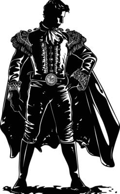 AI generated Silhouette matador black color only full body