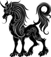 ai generado silueta Kirin el mítico criatura negro color solamente vector