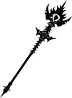 AI generated Silhouette mace weapon in mmorpg game black color only vector