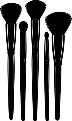 AI generated Silhouette makeup brush black color only