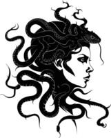 AI generated Silhouette Medusa the Mythical Creature With Hair of Snake vector