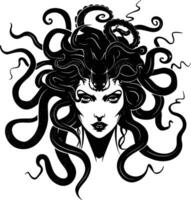 AI generated Silhouette Medusa the Mythical Creature With Hair of Snake vector
