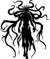 AI generated Silhouette Medusa the Mythical Creature With Hair of Snake vector