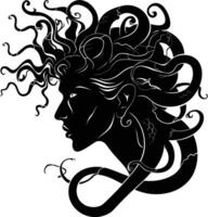 AI generated Silhouette Medusa the Mythical Creature With Hair of Snake vector