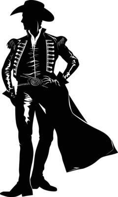 AI generated Silhouette matador black color only full body