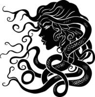 AI generated Silhouette Medusa the Mythical Creature With Hair of Snake vector