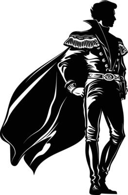 AI generated Silhouette matador black color only full body