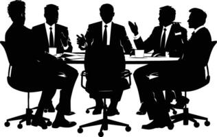 AI generated Silhouette Business Team Meeting black color only vector