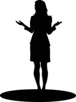 AI generated Silhouette Business Woman Making Presentation black color only vector