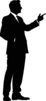 AI generated Silhouette Business Man Making Presentation black color only vector