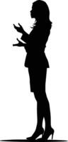 AI generated Silhouette Business Woman Making Presentation black color only vector