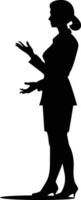 AI generated Silhouette Business Woman Making Presentation black color only vector