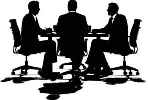 AI generated Silhouette Business Team Meeting in the Office Desk black color only vector