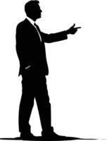 AI generated Silhouette Business Man Making Presentation black color only vector