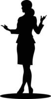 AI generated Silhouette Business Woman Making Presentation black color only vector