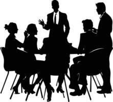 AI generated Silhouette Business Team Meeting black color only vector