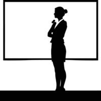 AI generated Silhouette Business Woman Making Presentation black color only vector